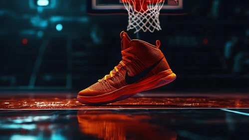 Floating Basketball Shoe on Court