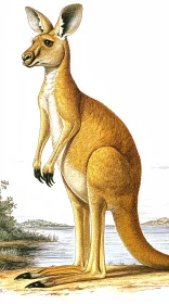 Wildlife Illustration of a Kangaroo