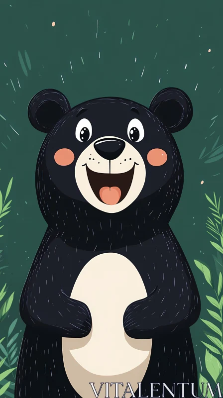 Smiling Cartoon Bear Illustration AI Image