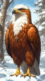 Noble Eagle in Winter Woods