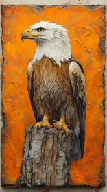 Eagle Portrait Against Orange Canvas