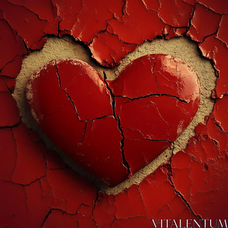 AI ART Distressed Red Heart Texture