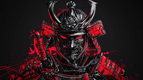 Red and Black Armored Samurai