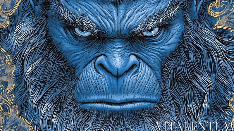 AI ART Yeti in Blue Hues Close-Up