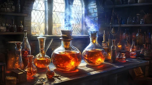 Alchemist's Chamber: A Study in Light and Potion