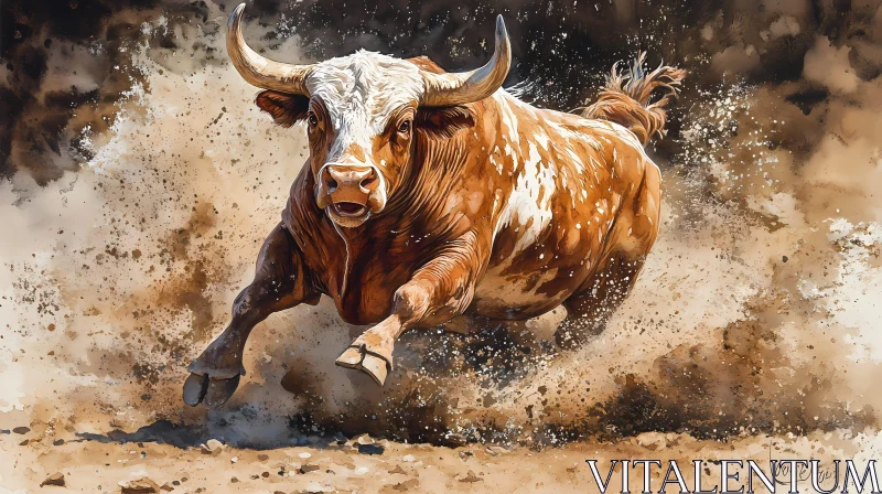 Bull in Motion AI Image