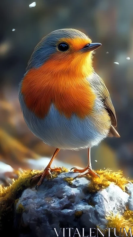 Vibrant Robin in Natural Habitat AI Image