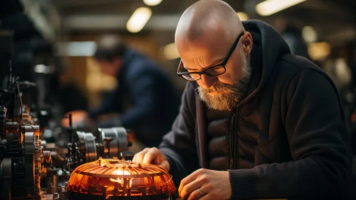 Meticulous Craftsmanship: An Intriguing Glimpse into an Industrial Workshop