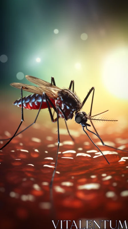 Realistic Mosquito Illustration in Tropical Forest Setting AI Image