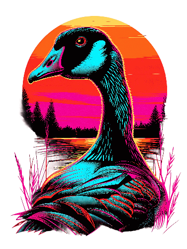 Retro Goose Sunset Illustration - Ideal for Merchandise