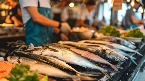 Vibrant Fish Market with Selective Focus - High Quality Image