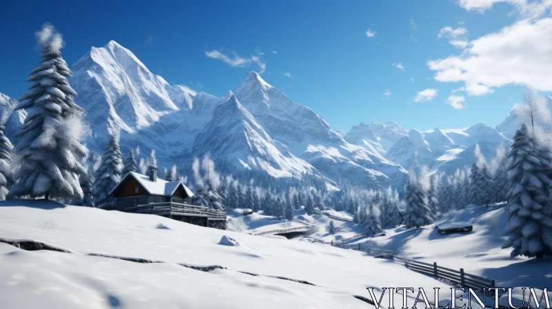 Winter Landscape - Swiss Style Render in Unreal Engine AI Image