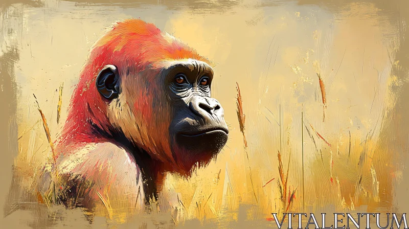 Wildlife Art: Gorilla in Nature AI Image