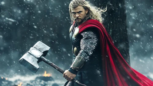 Warrior with Hammer in Winter