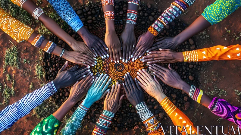 AI ART Circle of Hands: Cultural Harmony