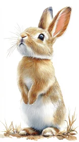 Adorable Upright Rabbit Drawing
