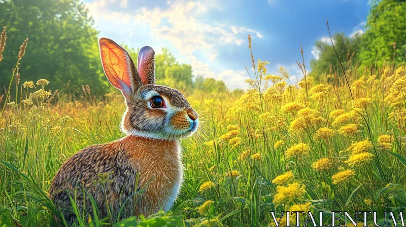 AI ART Serene Rabbit in Wildflowers