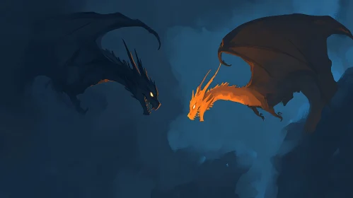 Dragons Face-Off Digital Art