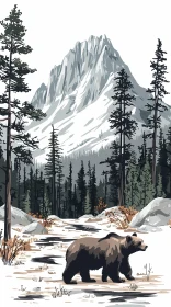 Bear Amidst Snowy Wilderness