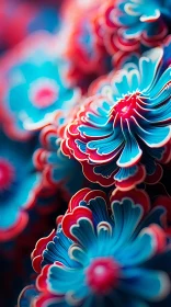 3D Handmade Flowers in Futuristic Chromatic Waves