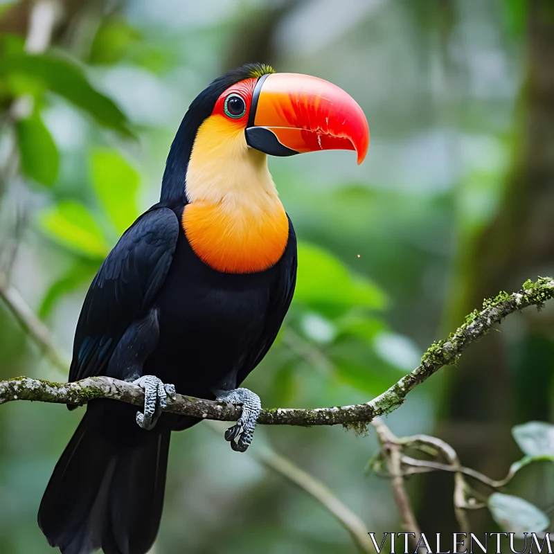 Tropical Bird on a Branch AI Image