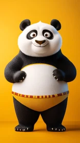 Cheerful Panda in Yellow