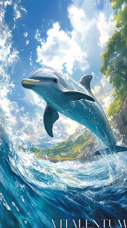 Dolphin in Ocean AI Image