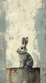 Artistic Rabbit on Rustic Background