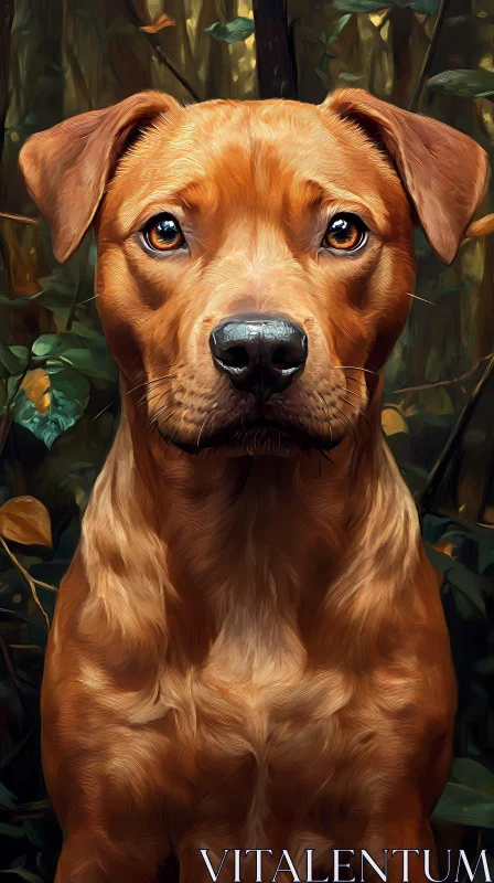 Dog Portrait with Forest Backdrop AI Image