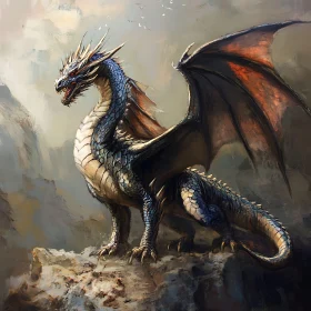 Fantasy Dragon on Mountain Ledge