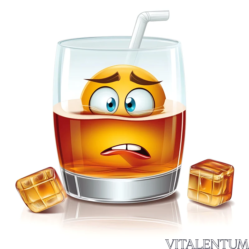 Emoji Sadness in a Glass AI Image