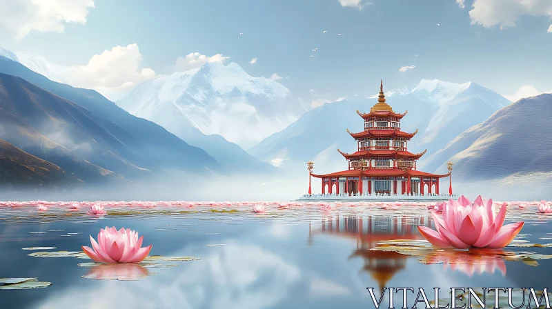 Lotus Pagoda Serenity AI Image