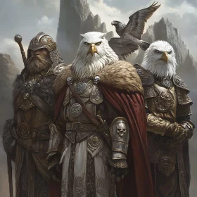 Armored Eagle Warriors in Mountainous Landscape