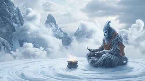 Snowy Mountain Meditation with Yeti