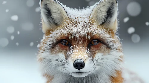 Close-Up of a Red Fox in Snow