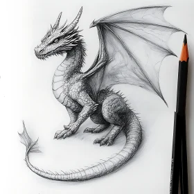 Monochrome Dragon Sketch Art