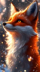 Artistic Fox Portrait in Winter Scene