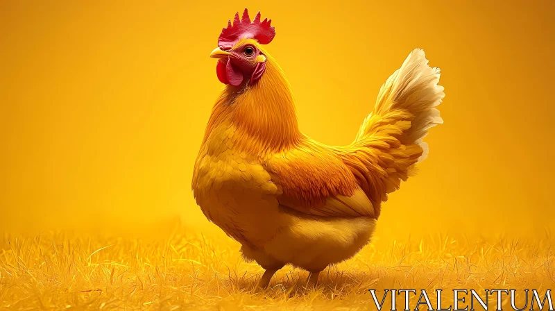 Golden-Hued Rooster Image AI Image