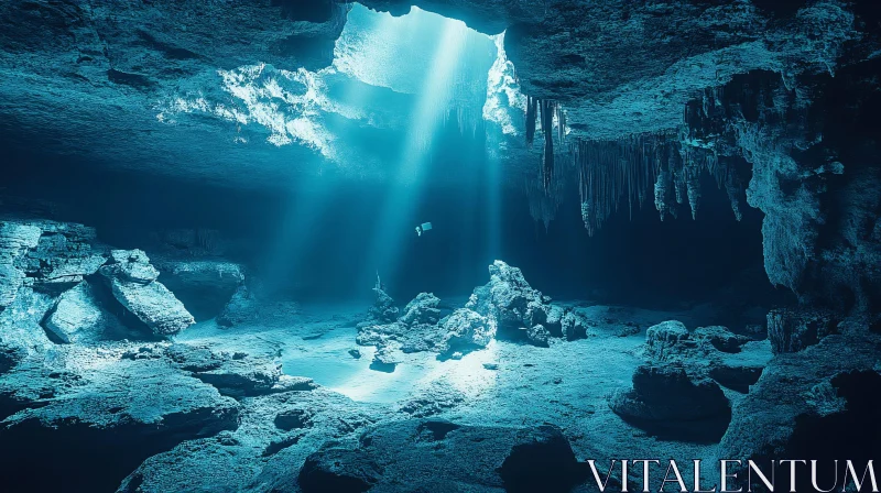 AI ART Mystical Submerged Cavern with Enchanting Blue Illumination