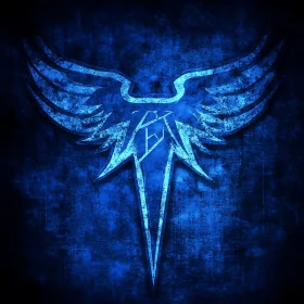 Abstract Winged Emblem in Blue Tones