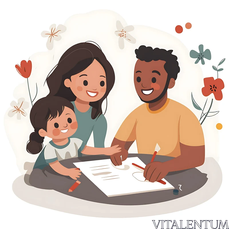 AI ART Illustration of a Family Drawing