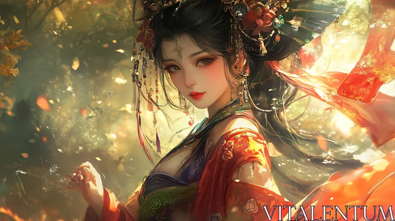 AI ART Anime Style Woman with Traditional Dress