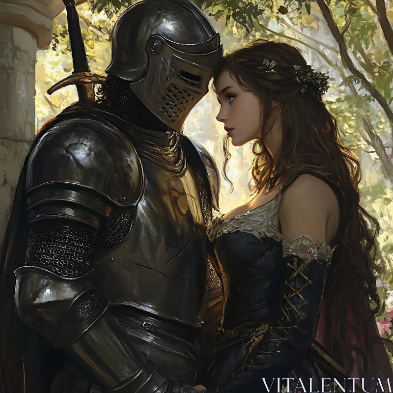 A Knight's Affection: A Tender Moment AI Image