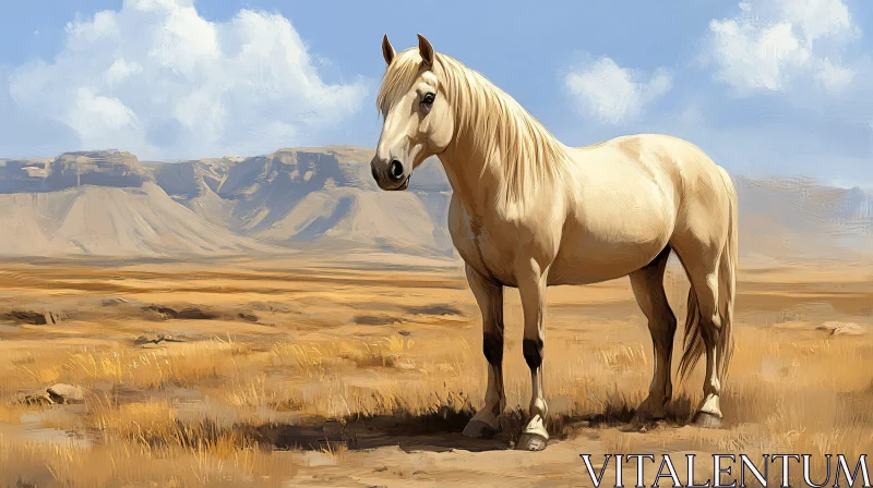 Serene Desert with Horse Portrait AI Image