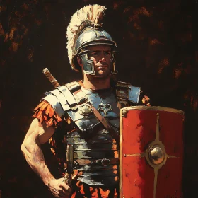 Ancient Roman Soldier with Shield