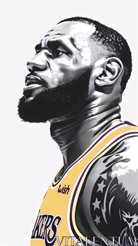 AI ART LeBron James Illustrated in Lakers Uniform