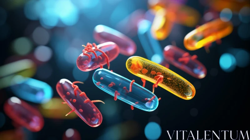 Colorful Bacterial Cells in Liquid: A Captivating Artwork by kimoicore AI Image