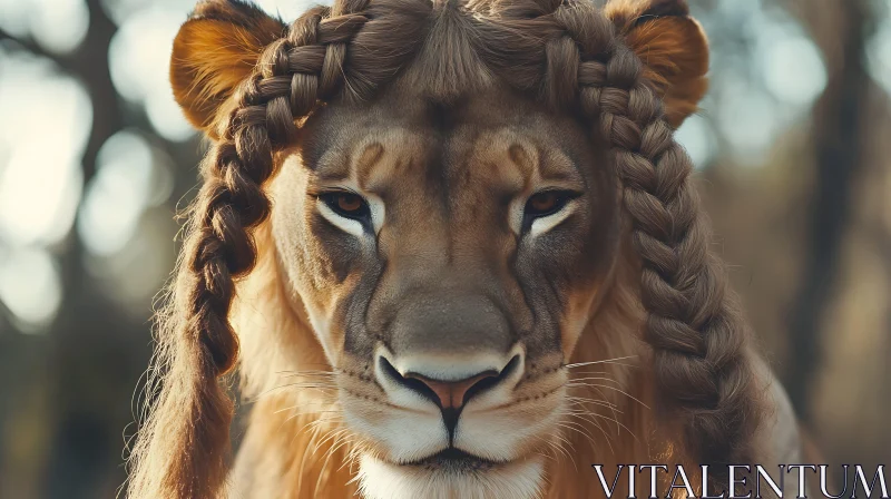 Braided Lioness AI Image