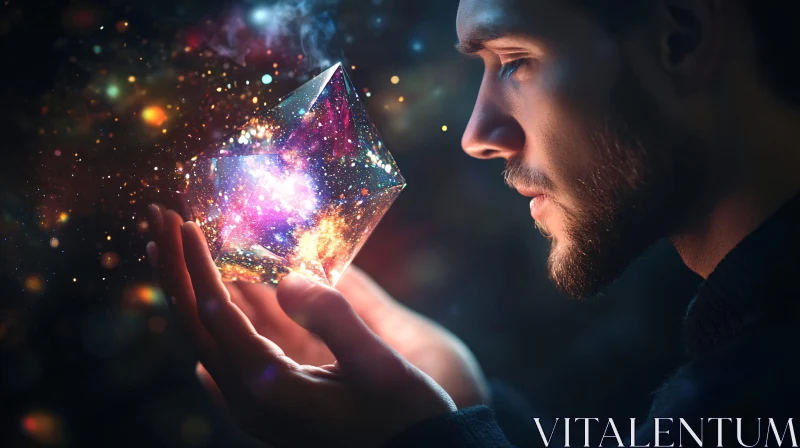 Mystical Prism Held by a Man AI Image