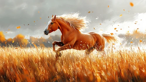 Horse in Golden Field